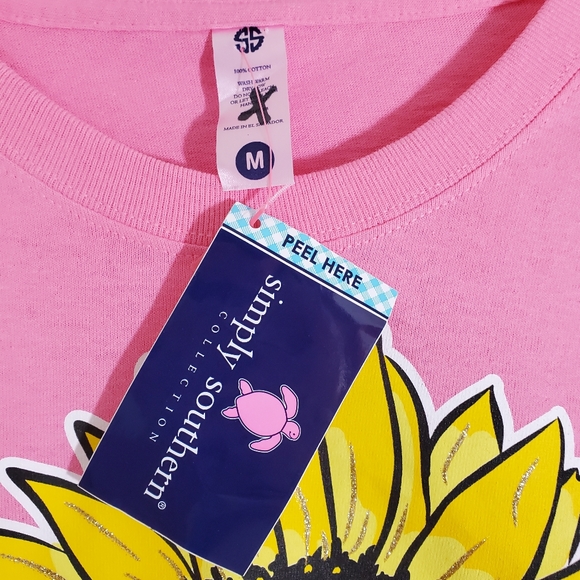 NWT Simply Southern Choose to Shine Pink Graphic Tee Sunflower Medium - Picture 6 of 9
